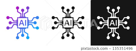 Artificial intelligence cpu icon in flat style. Microchip for AI generation vector illustration on isolated background. Prompt algorithm sign business concept. Artificial intelligence cpu icon in flat style. Microchip for AI generation vector illustration on isolated background. Prompt algorithm sign business concept. 135351496