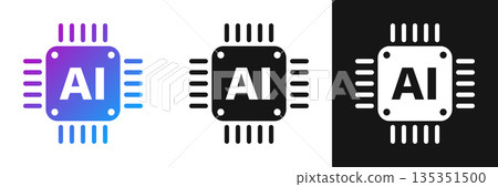 Artificial intelligence cpu icon in flat style. Microchip for AI generation vector illustration on isolated background. Prompt algorithm sign business concept. Artificial intelligence cpu icon in flat style. Microchip for AI generation vector illustration on isolated background. Prompt algorithm sign business concept. 135351500