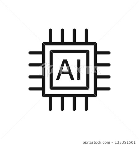 Artificial intelligence cpu icon in flat style. Microchip for AI generation vector illustration on isolated background. Prompt algorithm sign business concept. Artificial intelligence cpu icon in flat style. Microchip for AI generation vector illustration on isolated background. Prompt algorithm sign business concept. 135351501