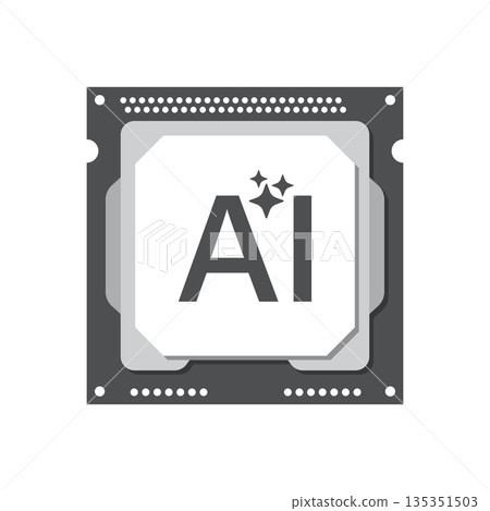 Artificial intelligence cpu icon in flat style. Microchip for AI generation vector illustration on isolated background. Prompt algorithm sign business concept. 135351503