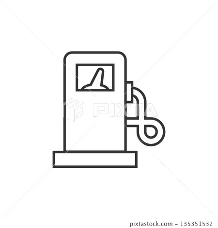 Fuel pump icon in flat style. Gas station sign vector illustration on white isolated background. Petrol business concept. 135351532