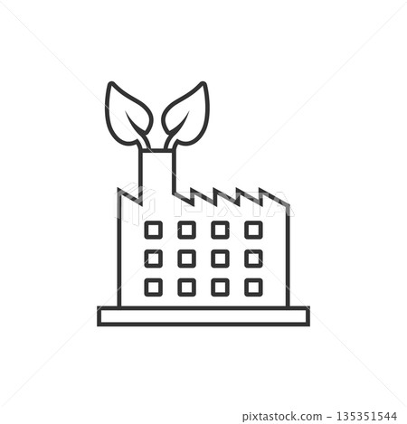 Factory ecology icon in flat style. Eco plant vector illustration on white isolated background. Nature industry business concept. 135351544