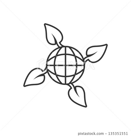 Planet and leaf icon in flat style. World and eco vector illustration on white isolated background. Globe and organic business concept. Planet and leaf icon in flat style. World and eco vector illustration on white isolated background. Globe and organic business concept. 135351551