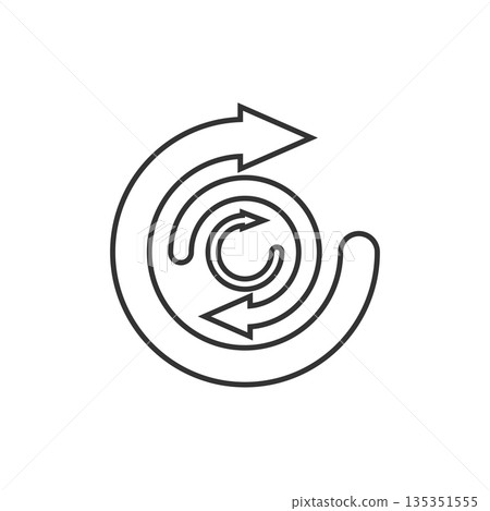 Arrow cycle icon in flat style. Recycle eco vector illustration on white isolated background. Balance business concept. Arrow cycle icon in flat style. Recycle eco vector illustration on white isolated background. Balance business concept. 135351555