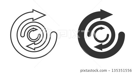 Arrow cycle icon in flat style. Recycle eco vector illustration on white isolated background. Balance business concept. Arrow cycle icon in flat style. Recycle eco vector illustration on white isolated background. Balance business concept. 135351556