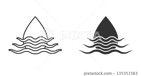 Water drop icon in flat style. Liquid vector illustration on white isolated background. Droplet business concept. 135351563