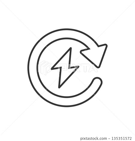 Energy recharge icon in flat style. Voltage and arrow vector illustration on white isolated background. Electric sign business concept. Energy recharge icon in flat style. Voltage and arrow vector illustration on white isolated background. Electric sign business concept. 135351572