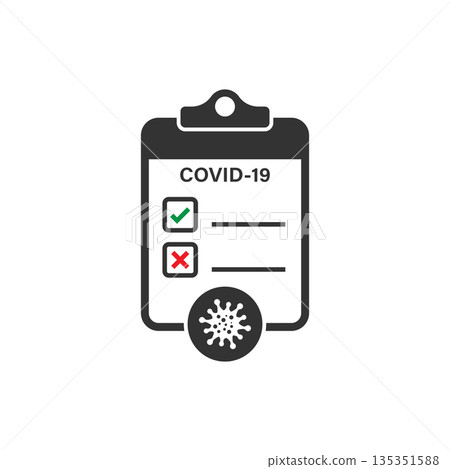 Coronavirus test icon in flat style. covid-19 vector illustration on isolated background. Medical diagnostic sign business concept. Coronavirus test icon in flat style. covid-19 vector illustration on isolated background. Medical diagnostic sign business concept. 135351588