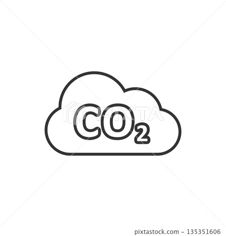 Co2 emission icon in flat style. Cloud disaster vector illustration on white isolated background. Environment sign business concept. 135351606