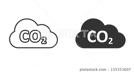 Co2 emission icon in flat style. Cloud disaster vector illustration on white isolated background. Environment sign business concept. 135351607