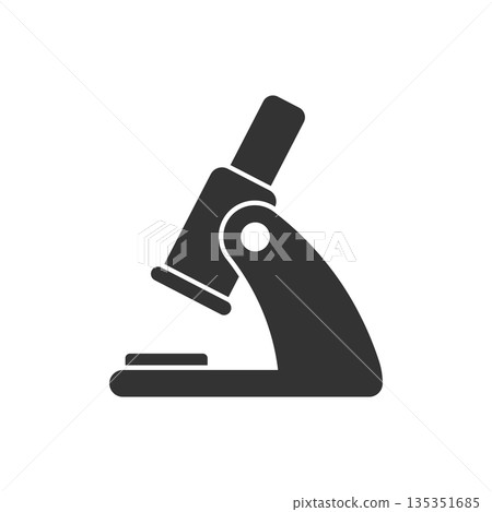 Microscope icon in flat style. Laboratory magnifier vector illustration on isolated background. Biology instrument sign business concept. 135351685