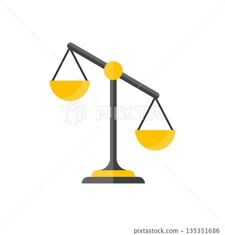 Scales icon in flat style. Libra vector illustration on isolated background. Mass comparison sign business concept. Scales icon in flat style. Libra vector illustration on isolated background. Mass comparison sign business concept. 135351686