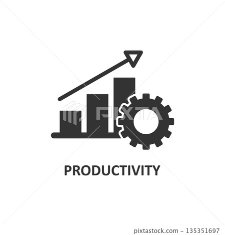 Productivity icon in flat style. Process strategy vector illustration on isolated background. Seo analytics sign business concept. 135351697