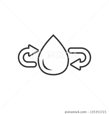 Water drop icon in flat style. Droplet vector illustration on white isolated background. Recycle sign business concept. Water drop icon in flat style. Droplet vector illustration on white isolated background. Recycle sign business concept. 135351721