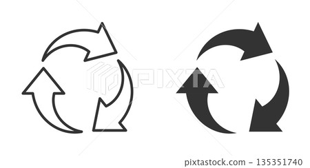 Recycle icon in flat style. Reuse vector illustration on white isolated background. Recycling sign business concept. 135351740