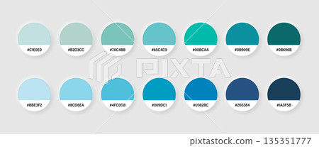 Color palette in flat style. Pantone swatch vector illustration on isolated background. Colour collection sign business concept. 135351777