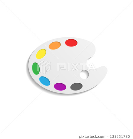 Artist's palette in flat style. Painter's tools vector illustration on isolated background. Drawing equipment sign business concept. 135351780