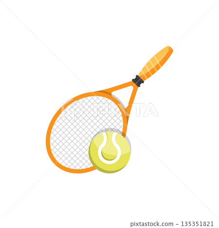 Tennis racket icon in flat style. Gaming racquet vector illustration on isolated background. Sport activity sign business concept. 135351821