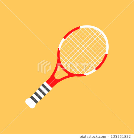 Tennis racket icon in flat style. Gaming racquet vector illustration on isolated background. Sport activity sign business concept. 135351822