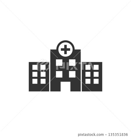 Hospital building icon in flat style. Medical clinic vector illustration on isolated background. Medicine sign business concept. Hospital building icon in flat style. Medical clinic vector illustration on isolated background. Medicine sign business concept. 135351836