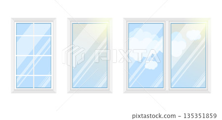 Window icon in flat style. Casement vector illustration on isolated background. Interior frame sign business concept. 135351859