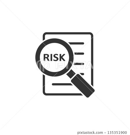 Risk management icon in flat style. Document vector illustration on white isolated background. Assessment data sign business concept. Risk management icon in flat style. Document vector illustration on white isolated background. Assessment data sign business concept. 135351900