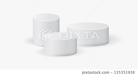 Cylinder template icon in flat style. Stand podium vector illustration on white isolated background. Gallery platform sign business concept. Cylinder template icon in flat style. Stand podium vector illustration on white isolated background. Gallery platform sign business concept. 135351938