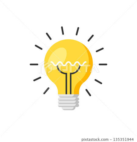 Light bulb icon in flat style. Lamp vector illustration on white isolated background. Idea, solution, thinking sign business concept. Light bulb icon in flat style. Lamp vector illustration on white isolated background. Idea, solution, thinking sign business concept. 135351944