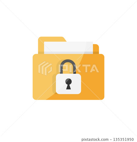 Files folder permission icon in flat style. Document access vector illustration on isolated background. Secret archive sign business concept. Files folder permission icon in flat style. Document access vector illustration on isolated background. Secret archive sign business concept. 135351950