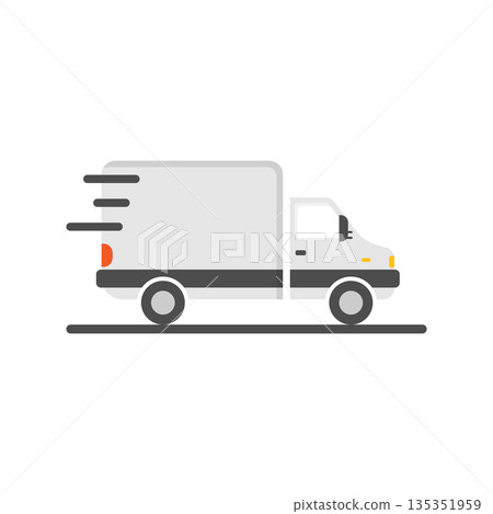 Shipping fast icon in flat style. Delivery truck vector illustration on isolated background. Express logistic sign business concept. 135351959