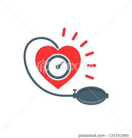 Arterial blood pressure icon in flat style. Heartbeat monitor vector illustration on isolated background. Pulse diagnosis sign business concept. 135351965