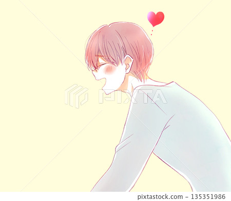 Smiling man, side, heart Smiling man, side, heart 135351986