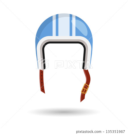 Motorcycle helmet icon in flat style. Safety cap vector illustration on isolated background. Racer hat sign business concept. 135351987