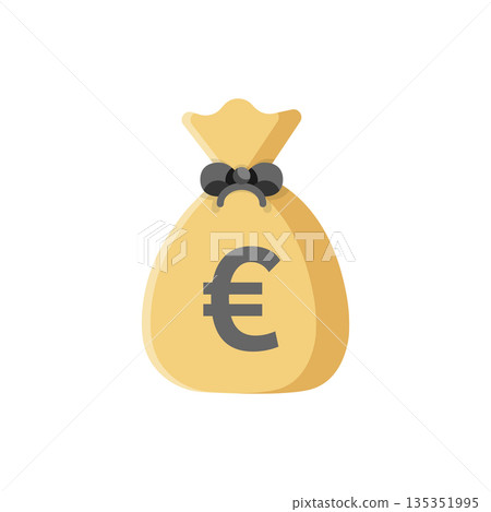 Money bag icon in flat style. Moneybag vector illustration on isolated background. Coin sack sign business concept. 135351995