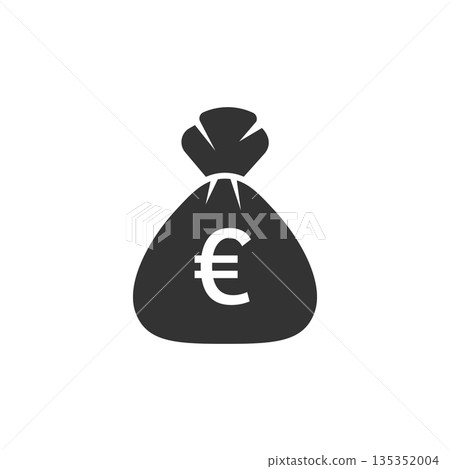 Money bag icon in flat style. Moneybag vector illustration on isolated background. Coin sack sign business concept. 135352004