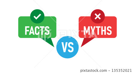 Myths vs facts icon in flat style. True or false vector illustration on white isolated background. Comparison sign business concept. Myths vs facts icon in flat style. True or false vector illustration on white isolated background. Comparison sign business concept. 135352021