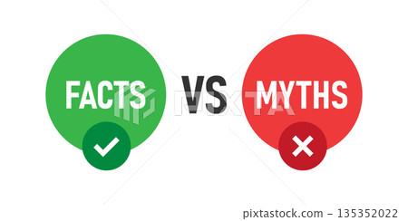 Myths vs facts icon in flat style. True or false vector illustration on white isolated background. Comparison sign business concept. 135352022