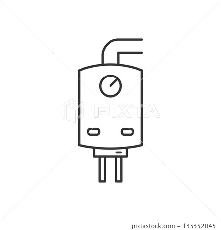 Gas boiler icon in flat style. Heater vector illustration on isolated background. Boiling sign business concept. Gas boiler icon in flat style. Heater vector illustration on isolated background. Boiling sign business concept. 135352045