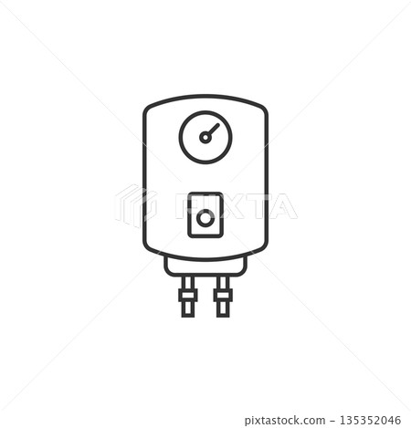 Gas boiler icon in flat style. Heater vector illustration on isolated background. Boiling sign business concept. Gas boiler icon in flat style. Heater vector illustration on isolated background. Boiling sign business concept. 135352046