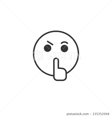 Quiet icon in flat style. Silence vector illustration on isolated background. Hush sign business concept. 135352048