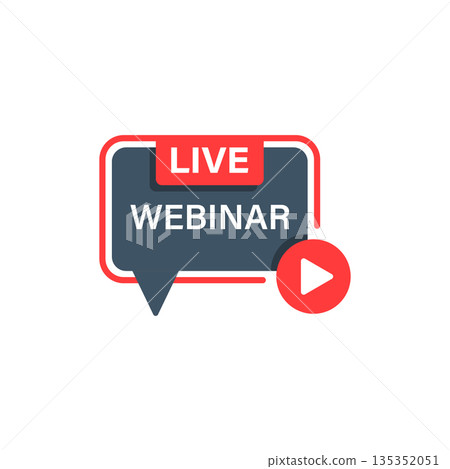 Live webinar icon in flat style. Online training vector illustration on isolated background. Conference stream sign business concept. 135352051