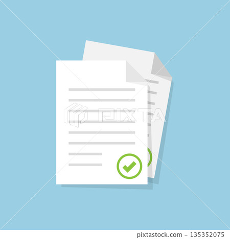 Contract document icon in flat style. Report folder stamp vector illustration on isolated background. Paper sheet sign business concept. Contract document icon in flat style. Report folder stamp vector illustration on isolated background. Paper sheet sign business concept. 135352075