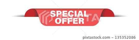 Special offer label icon in flat style. Discount banner vector illustration on isolated background. Sale sign business concept. 135352086