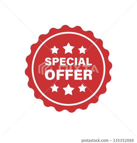 Special offer label icon in flat style. Discount banner vector illustration on isolated background. Sale sign business concept. 135352088