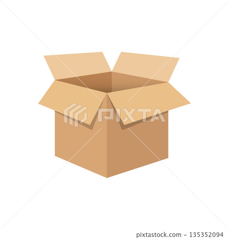 Open cardboard icon in flat style. Shipping box vector illustration on isolated background. Container sign business concept. Open cardboard icon in flat style. Shipping box vector illustration on isolated background. Container sign business concept. 135352094