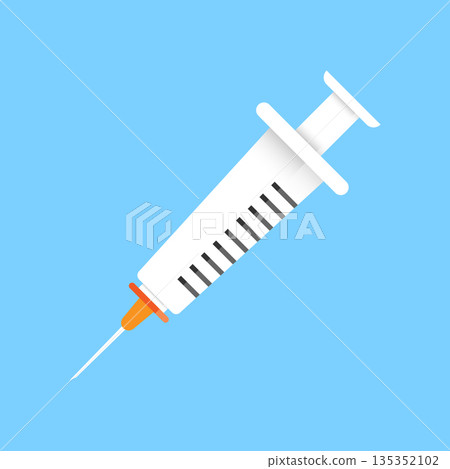 Syringe icon in flat style. Coronavirus vaccine inject vector illustration on isolated background. Covid-19 vaccination sign business concept. Syringe icon in flat style. Coronavirus vaccine inject vector illustration on isolated background. Covid-19 vaccination sign business concept. 135352102
