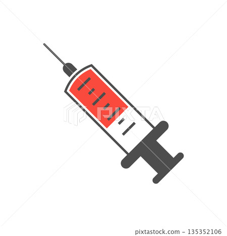 Syringe icon in flat style. Coronavirus vaccine inject vector illustration on isolated background. Covid-19 vaccination sign business concept. Syringe icon in flat style. Coronavirus vaccine inject vector illustration on isolated background. Covid-19 vaccination sign business concept. 135352106