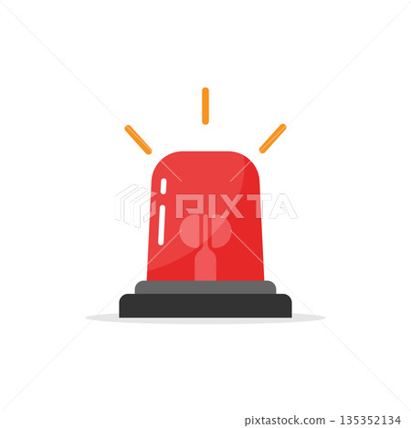 Emergency alarm icon in flat style. Alert lamp vector illustration on isolated background. Police urgency sign business concept. 135352134