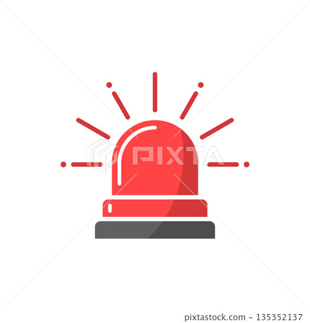 Emergency alarm icon in flat style. Alert lamp vector illustration on isolated background. Police urgency sign business concept. Emergency alarm icon in flat style. Alert lamp vector illustration on isolated background. Police urgency sign business concept. 135352137