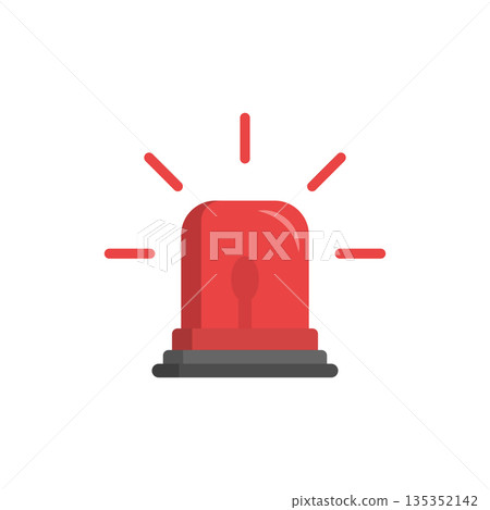 Emergency alarm icon in flat style. Alert lamp vector illustration on isolated background. Police urgency sign business concept. 135352142